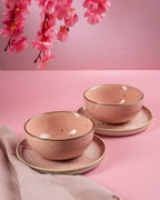 Luminous Rose Soup Bowl & Saucer Set