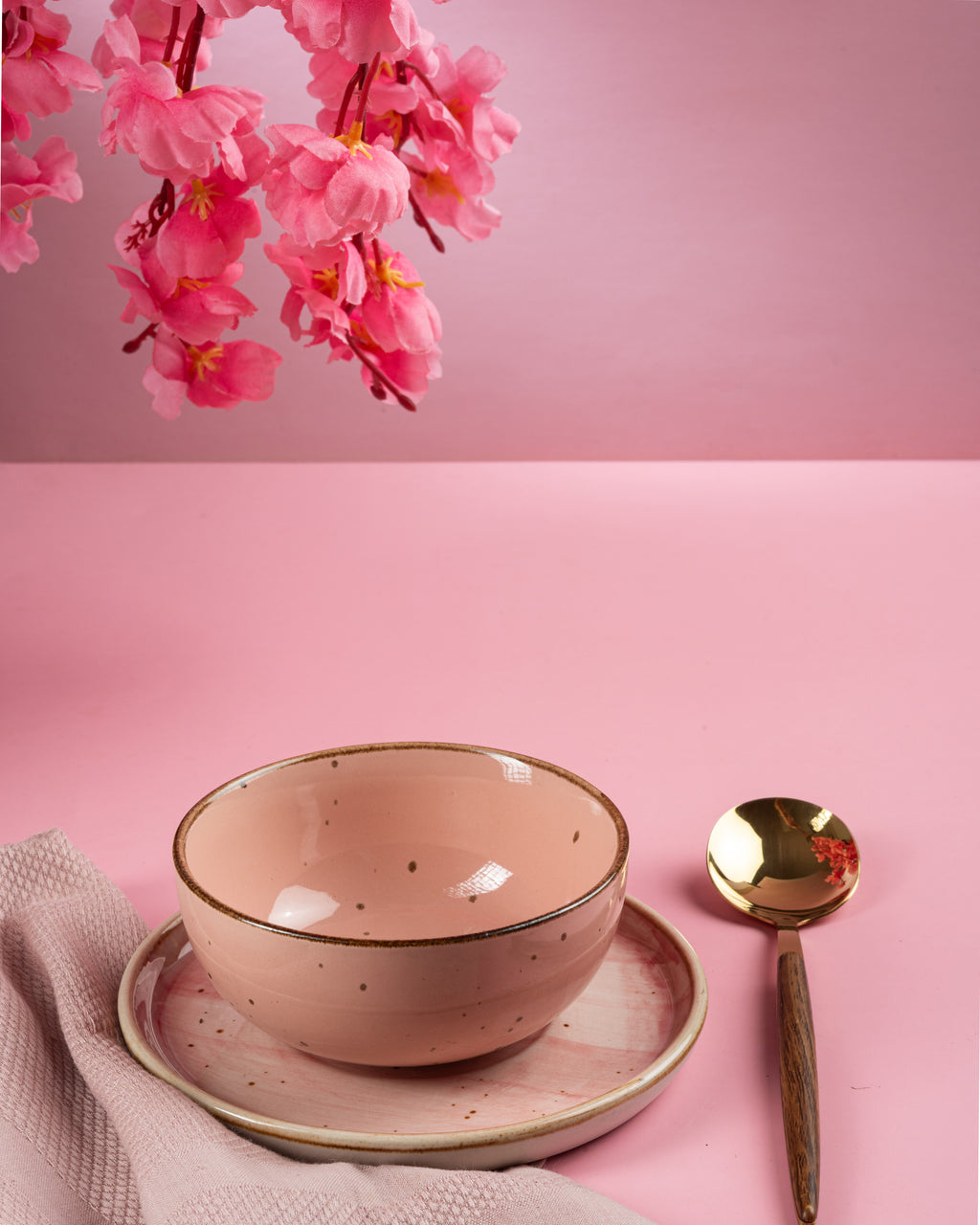 Luminous Rose Soup Bowl & Saucer Set