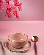 Luminous Rose Soup Bowl & Saucer Set