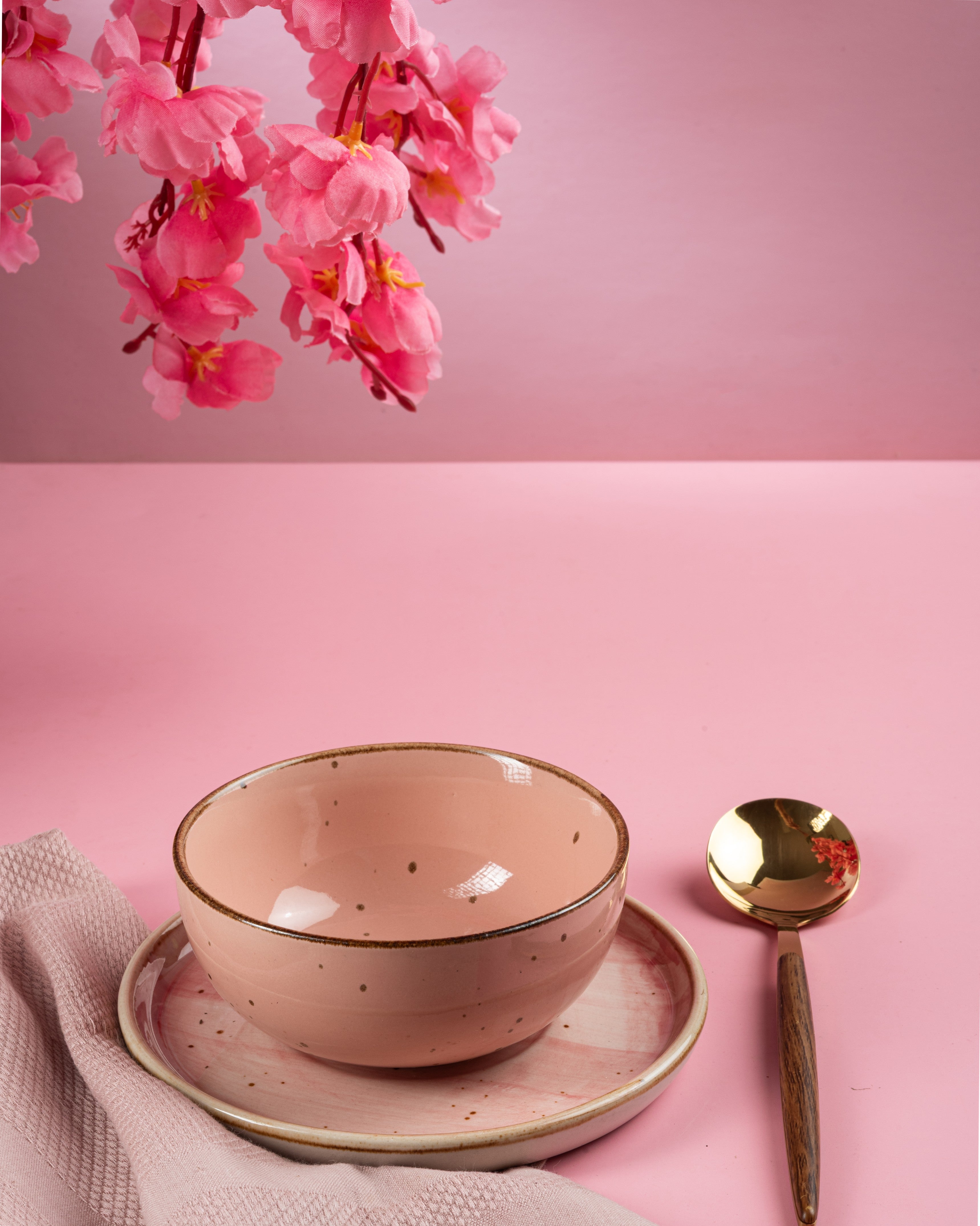 Luminous Rose Soup Bowl & Saucer Set