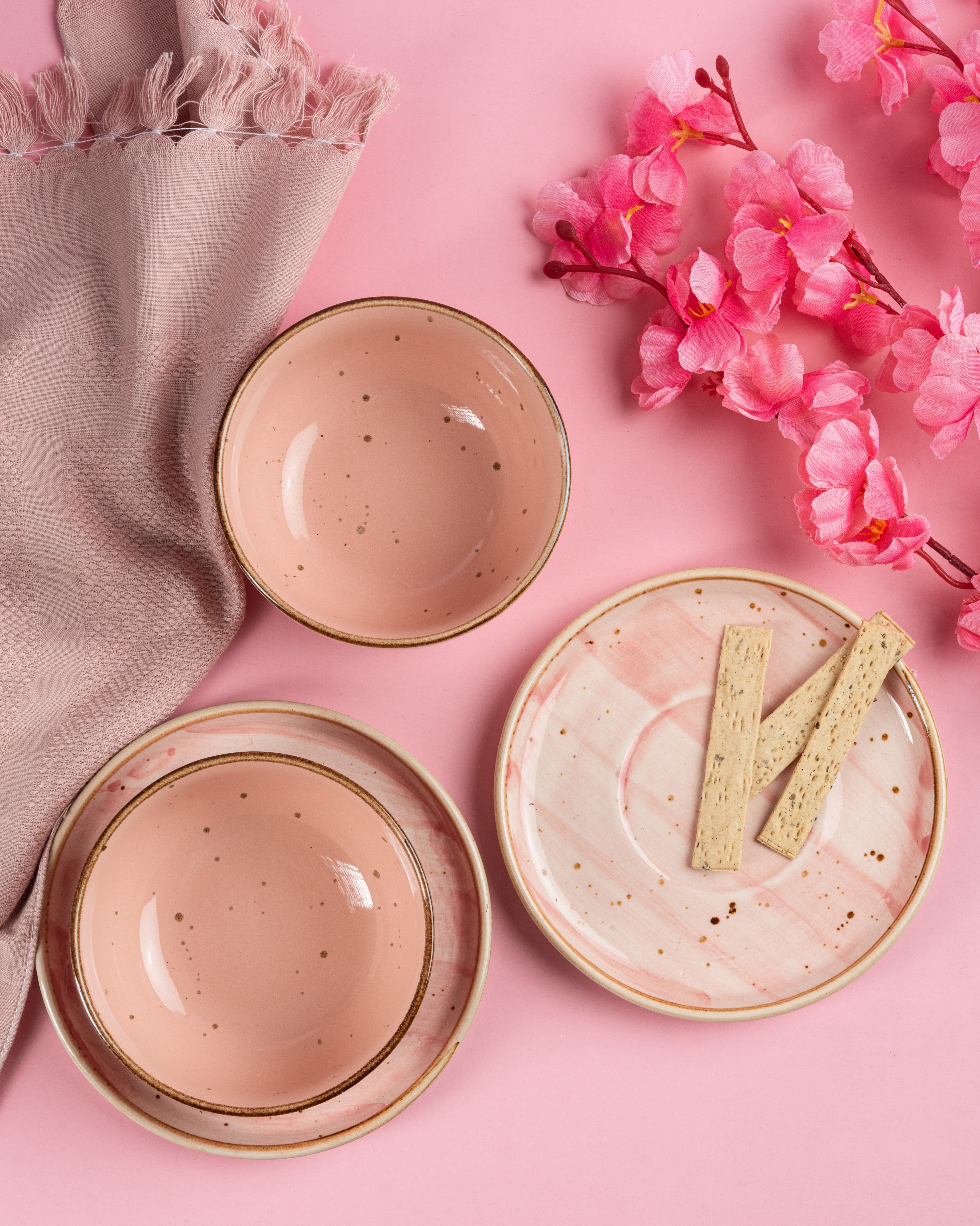 Luminous Rose Soup Bowl & Saucer Set